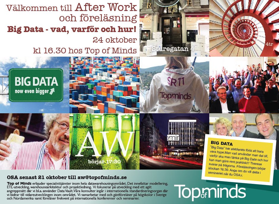 Välkommen till After work med Big Data föreläsning 24 oktober